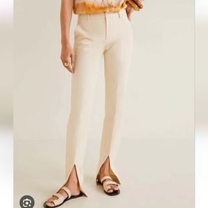 Mango Vicen Slit Leg Ivory Pants New